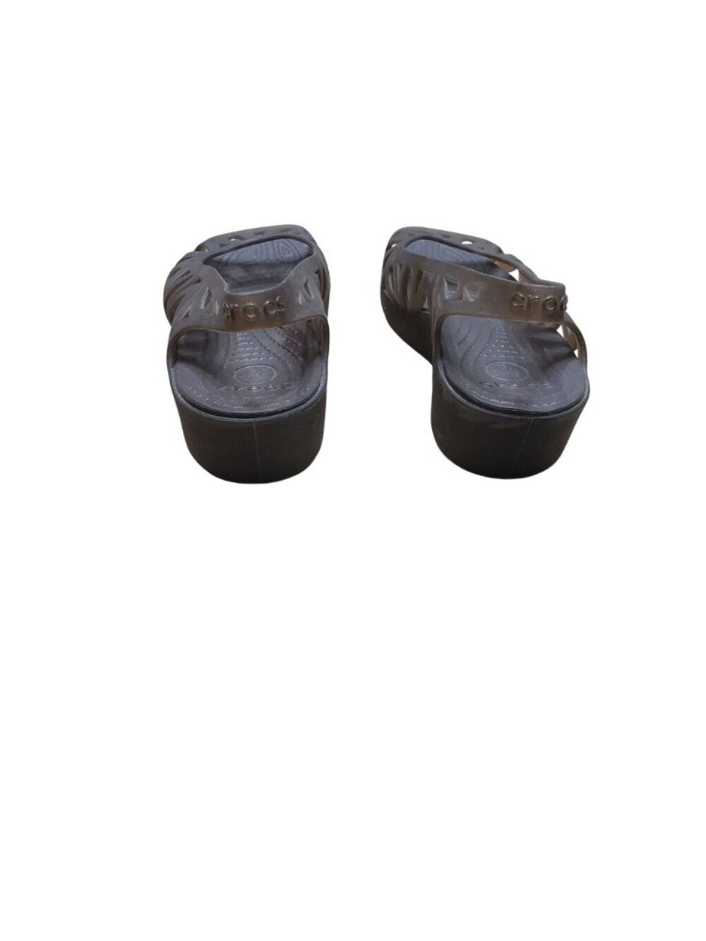 Crocs Adrina Mini Wedge Brown Slingback Jelly Sandals Design Size 7 Open Toe - Picture 3 of 4